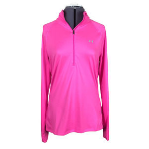 Under Armour semi-fitted pink long sleeve quarter zip running jacket (L)